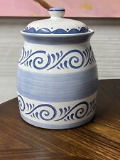 Vintage Corelle Oceanview Cookie Jar By jay Imports Blue And White Pottery picture