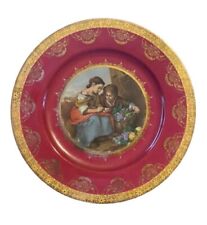 antique JKW plate, west Germany, red with gold trim featuring two friendsJKW pla picture