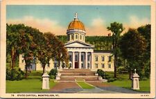 Postcard Montpelier VT State Capitol Building vintage linen postcard picture
