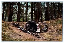 1907 Spring Forest Park Girl Rock Stairs Springfield Massachusetts MA Postcard picture