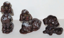 Vintage Glazed Redware Ceramic Dog Puppy Figurines 3.25