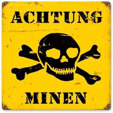 Achtung Minen German WWII Warning Land Mines Man Cave Metal Sign picture