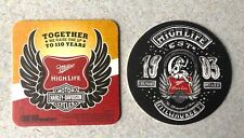 2 Miller High Life Beer Coasters Harley Davidson & Girl on Moon from Sturgis NEW picture