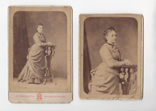 2 1880's French Cabinet Photo Young Lady Woman Victorian Dress A. Braun Paris picture