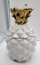 Pineapple Cookie Jar Stoneware White Gold Top Target Threshold, Ceramic 10