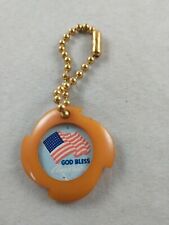 Vtg Patriotic WWII Bakelite GOD BLESS AMERICA FLAG Keychain Key Ring *D-0 picture