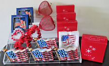 ( 15 ) AMERICAN FLAG PATRIOTIC STARS & STRIPES HEART ORNAMENTS.  Mixed lot. picture
