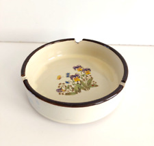Vintage Mid Century Modern MCM Ashtray Wild Pansy Flowers Made In Japan 4.75