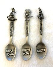 3 VTG Walt Disney World Minnie Mouse, Donald Duck &Goofy Pewter Collector Spoons picture