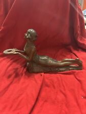 Vintage Art Deco Bronze Lady Laying On Belly Lamp Holder picture