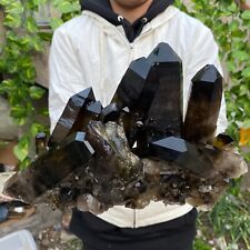 13LB Large Natural black Quartz Crystal Cluster Rough Specimen Healing Stone picture