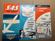 3 1955 Scandinavian Airlines System Brochures F22-F26A-F-25 Printed in USA Rare picture