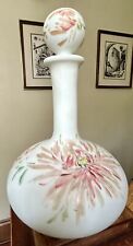 Antique Victorian, Bristol Glass, Barber Bottle, Delicately Hand Painted 10”tall picture