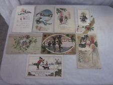 8 pc lot Antique Vintage Christmas Holiday Season's Greeting Postcards picture