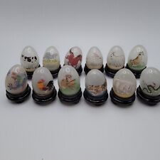 Vintage Japanese Zodiac Hand Painted Glass Eggs Painted Inside Egg. picture