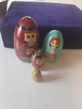 5 piece Christmas Nativity Wooden Nesting Dolls Matryoshka Stacking Hand Painted picture