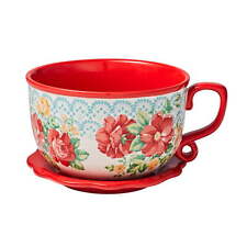 Vintage Floral 8-Inch Tea Cup Ceramic Planter, Red picture