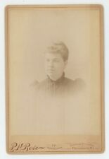Antique c1880s Cabinet Card Beautiful Woman In Victorian Dress Providence, RI picture