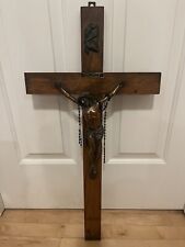 Antique Vintage Large Oak Wood Wall Crucifix Catholic Jesus 29