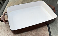 Dansk Brown/White Kobenstyle Enameled Baking Casserole Dish Cookware 10”x 8”VTG picture