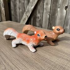 Vtg Hard Plastic Ceramic Blow Mold Wall Climbing Squirrel 1960's Set of 2 Garden picture