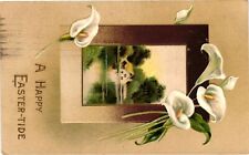 Vintage Postcard- Lilies, A Happy Easter-tide picture