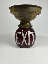Antique Vintage Ruby Red EXIT Round Globe Ceiling Mount Light Sign picture