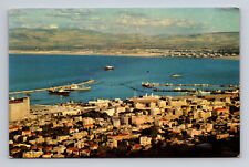 Aerial Bird's Eye View Haifa Harbour Harbor Photo Litho Unposted Old Postcard picture