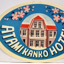 Original 1940s Atami Kanko Hotel Japan Luggage Trunk Label Sticker Unused picture