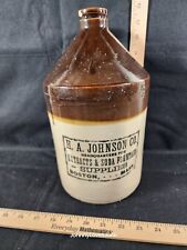 Antique H.A. Johnson Co Extracts/Soda Fountain Advertising Crock Jug picture