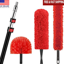 20ft High Reach Dusting Kit W/ Telescopic Pole Cobweb & Microfiber Duster New picture
