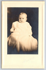 Postcard RPPC Beautiful Infant Baby Girl Portrait White Dress Real Photograph picture