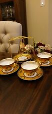 Royal Classic Versace Looking  Gold and Black Bone China Cups and Saucers picture