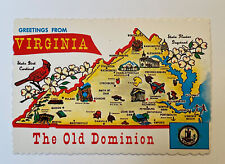 1970 Virginia State Map Postcard 