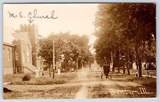 Washburn Illinois~Jefferson Street Ladies Stroll~Methodist ME Church~1908 RPPC picture