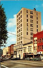 1960's Elyria Ohio Downtown Street Scene Cars VTG Store Signs Chrome Postcard 8P picture