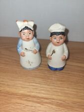 Vintage Japan Ceramic Boy and Girl Chef Cook Salt and Pepper Shakers picture