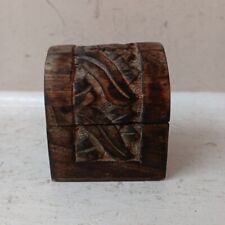 Beautiful Intricate Carved Wooden box Leaves X Design hinged lid solid wood 🪵 picture