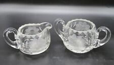Vintage Brilliant Cut Crystal Creamer and Sugar set etched Flowers picture