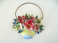 Vintage Seashell Folk Art Hanging Flower Basket picture