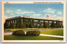 South Portland High School, SOUTH PORTLAND, Maine Linen Postcard Unposted picture