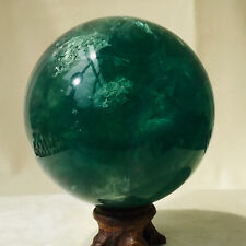 2.1lb Super Beautiful Dark Green Clear Fluorite Crystals Sphere Healing Display picture