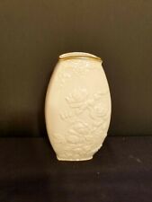 Vintage Lenox Porcelain Vase Embossed Roses Gold Trim 8-1/4