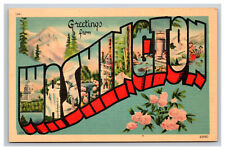Large Letter Greetings From Washington WA Postcard A4661 picture