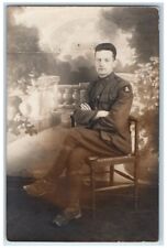 1919 US Soldier Studio Portrait Koblenz Germany RPPC Photo Posted Postcard picture