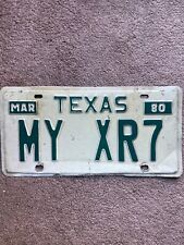 1980 Texas Vanity License Plate - MY XR7 - Nice picture