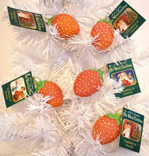 LOT OF (5) SUGAR STRAWBERRY - OLD WORLD CHRISTMAS BLOWN GLASS ORNAMENTS - NEW picture