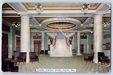 Joplin Missouri Postcard Lobby Connor Hotel Stairway Interior View 1909 Vintage picture