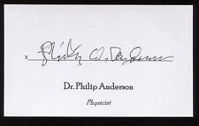 Philip Warren Anderson Signed 3x5 Index Card Signature Autographed Nobel Prize picture