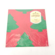 VTG Christmas Gift Wrap Wrapping Gifts 2 Sheets Vintage Made USA Red Green Trees picture